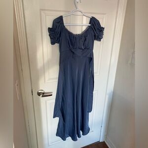 NWOT Stunning Dusk Blue Drape Evening Dress